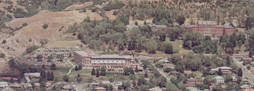 Primary Children's Hospital (with old Veterans Hospital), aerial view - Salt Lake City, Utah - 1978