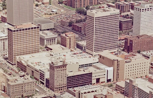 ZCMI Center Mall, aerial view - Salt Lake City, Utah - 1978